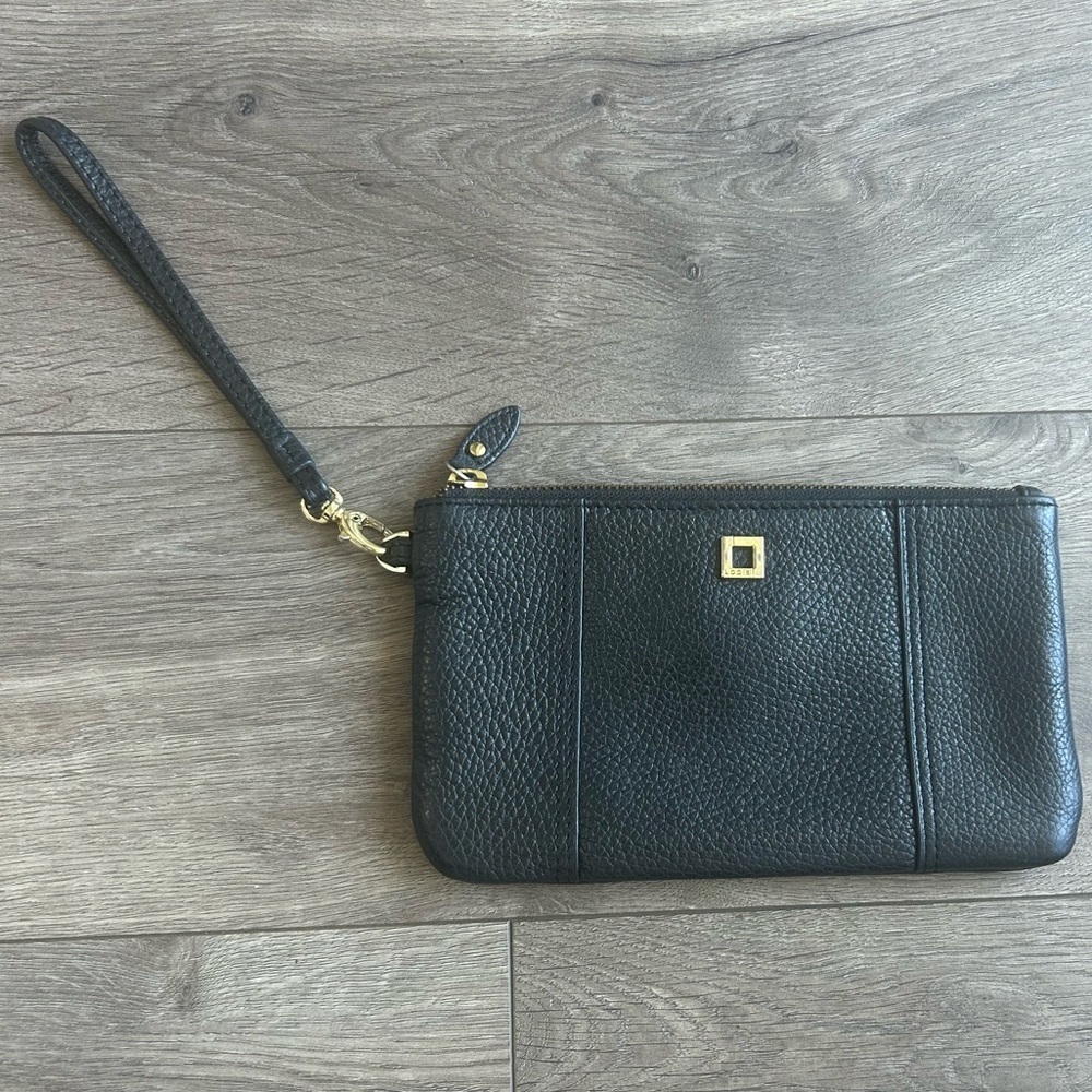 LODIS Black Pebbled Leather Wristlet
